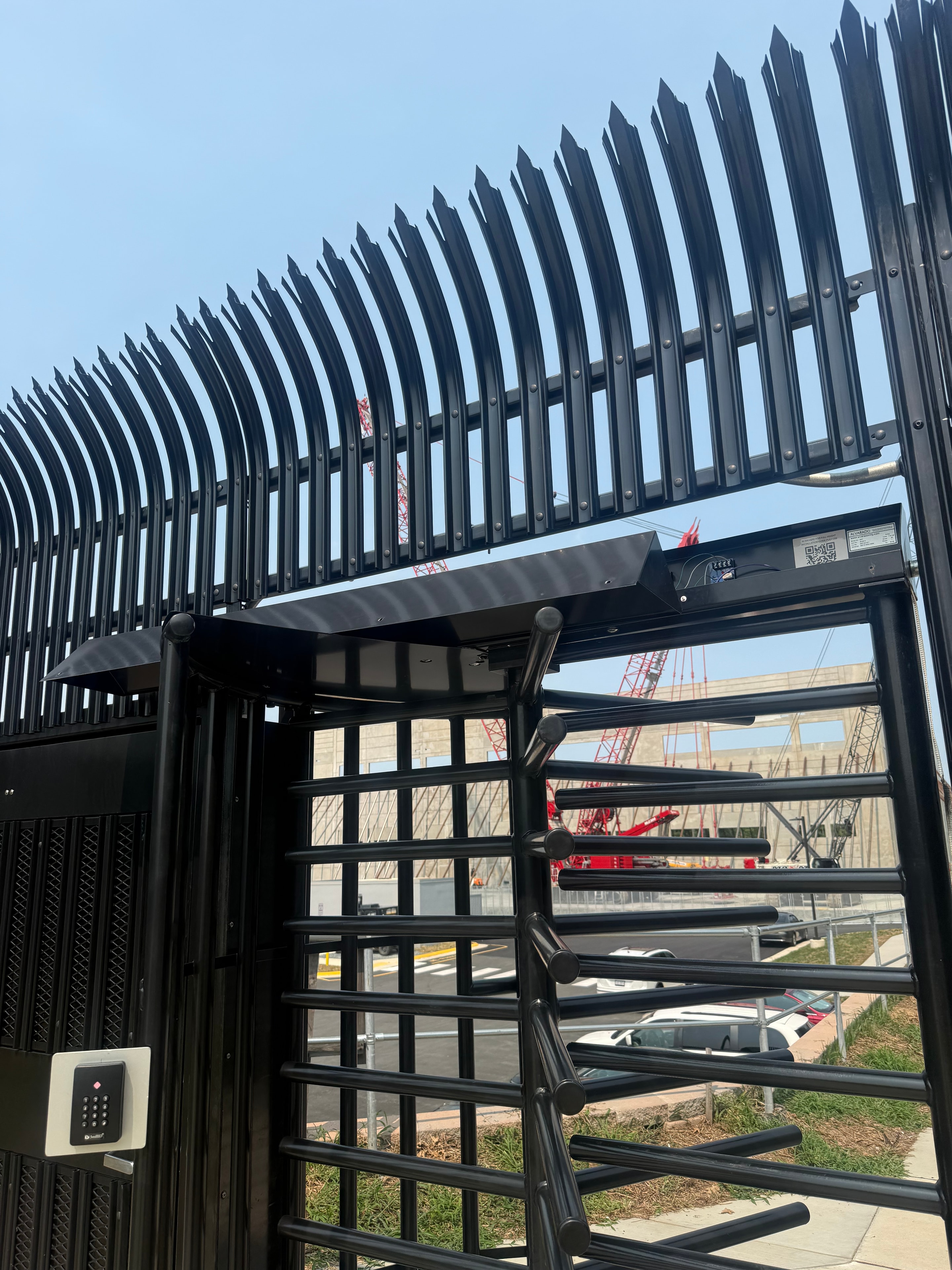 Commercial security gate system at facility entrance